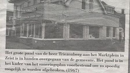Krantenberichten uit de jaren '60 over de sloop van de winkel van Triezenberg.